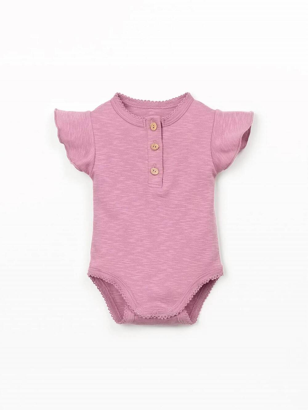 NEW PLAY UP girls organic cotton bodysuit with front opening in dark pink